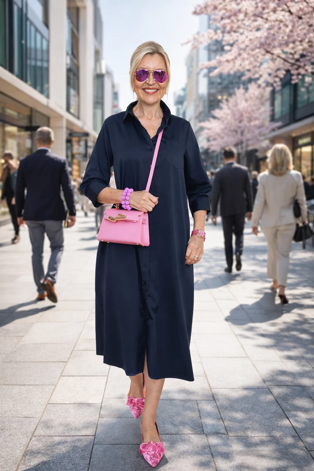 Royals of Sylt UG - Mode - Frauen in einem trendigen Kleid mit einer Tasche